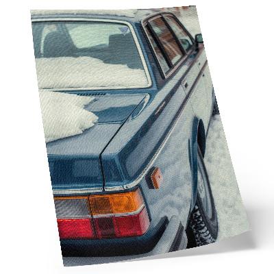 Poster Auto d'epoca su sfondo bianco e blu neve