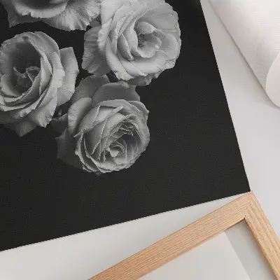 Stampa su tela rose bianche e nere con stile minimalista ed eleganza classica