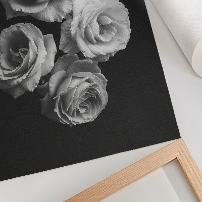 Stampa su tela rose bianche e nere, minimalismo, eleganza classica