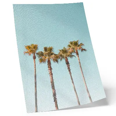 Poster palme su sfondo blu a tema pace e natura per vacanze