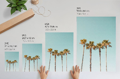 Poster Palme su sfondo blu, pace e natura in vacanza
