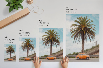 Poster Palma retrò auto natura spensierata