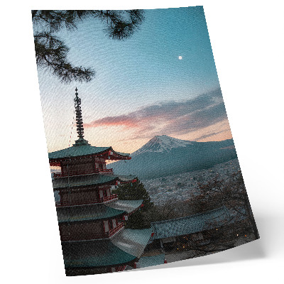 Stampa su tela Pagoda sullo sfondo, montagne dalle sfumature armoniose del cielo