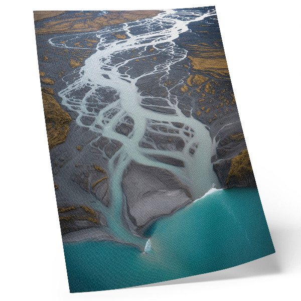 Stampa su tela Linee di fiume astratte in diverse tonalità di blu