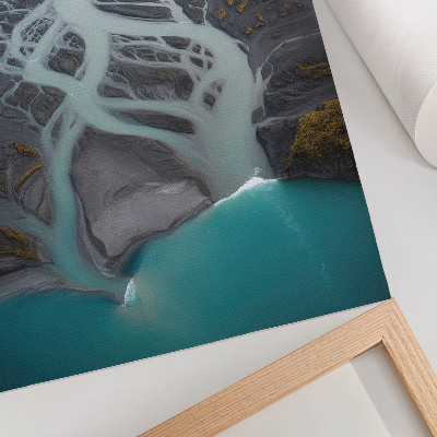 Stampa su tela Linee di fiume astratte in diverse tonalità di blu