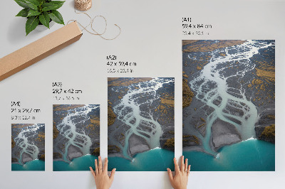 Stampa su tela Linee di fiume astratte in diverse tonalità di blu