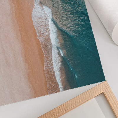Foto su tela Onde oceaniche che incontrano la spiaggia in modo minimalista
