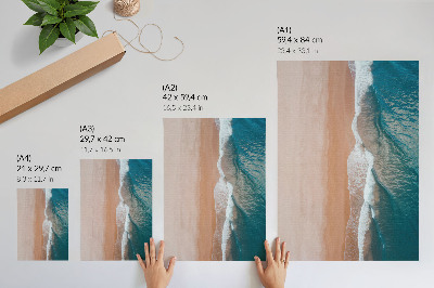 Foto su tela Onde oceaniche che incontrano la spiaggia in modo minimalista