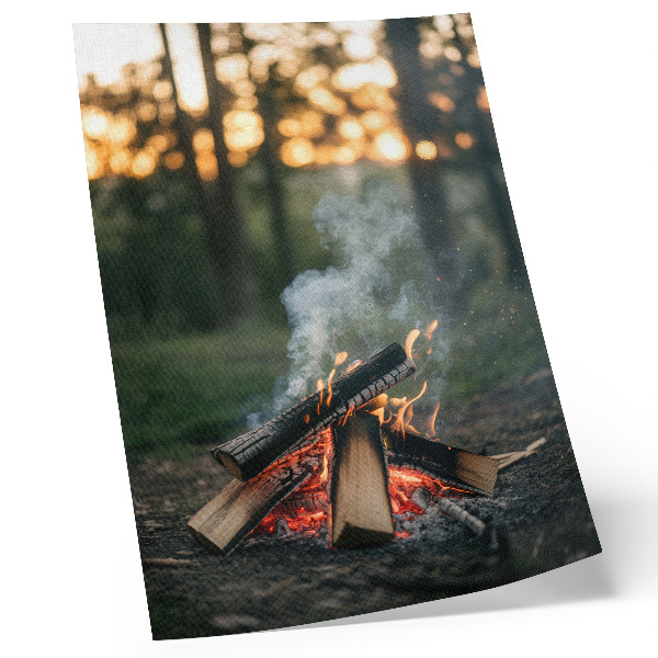 Poster Un falò sullo sfondo di una foresta e del fumo
