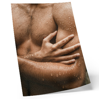 Stampa su tela Dettagli della pelle, gocce d'acqua, silhouette muscolosa