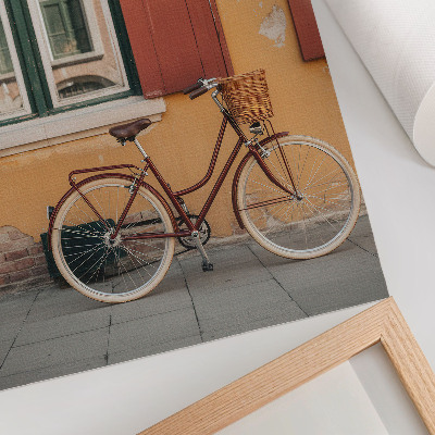 Stampa su tela Una bicicletta sullo sfondo di una colorata facciata retrò.