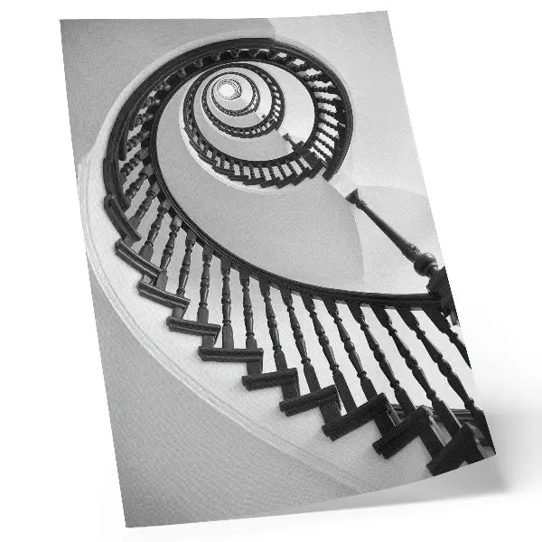 Foto su tela scala a chiocciola con design moderno in bianco e nero
