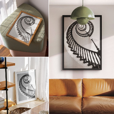 Foto su tela Scala a chiocciola, eleganza e modernità in bianco e nero