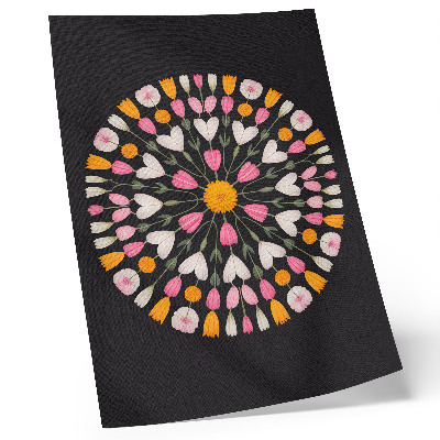 Stampa su tela Mandala di fiori su sfondo scuro in stile astratto