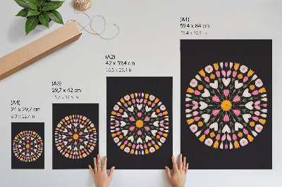 Stampa su tela Mandala di fiori su sfondo scuro in stile astratto