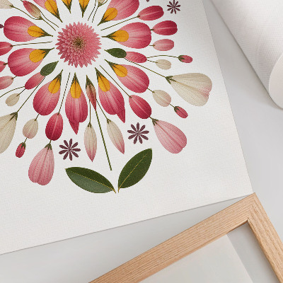 Foto su tela mandala floreale simmetria rosa crema verde