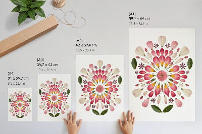Foto su tela mandala floreale simmetria rosa crema verde