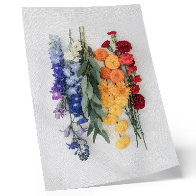 Poster fiori in fila verticale con colori vivaci che richiamano l'armonia della natura