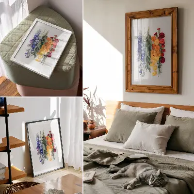 Poster fiori in fila verticale con colori vivaci che richiamano l'armonia della natura