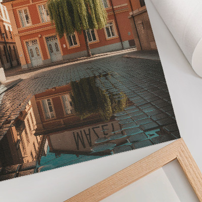Foto su tela Riflessi di architettura urbana dai colori caldi