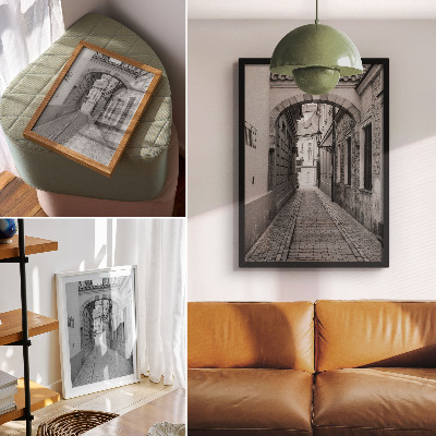 Poster L'architettura in bianco e nero di una strada nostalgica