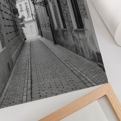 Poster L'architettura in bianco e nero di una strada nostalgica