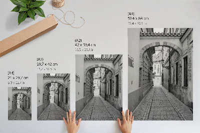 Poster L'architettura in bianco e nero di una strada nostalgica