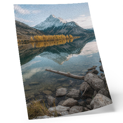 Poster Montagne, lago, alberi, riflesso, pace, natura
