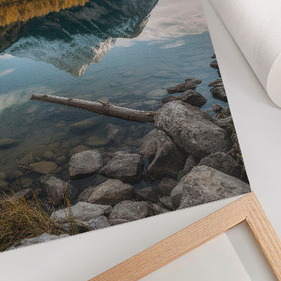 Poster Montagne, lago, alberi, riflesso, pace, natura