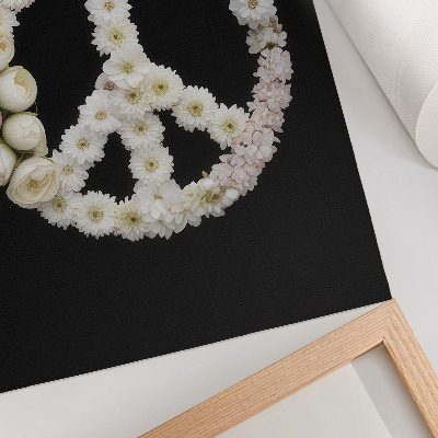 Poster Fiori a forma di simbolo della pace su sfondo nero