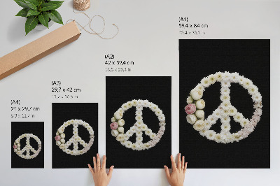 Poster Fiori a forma di simbolo della pace su sfondo nero