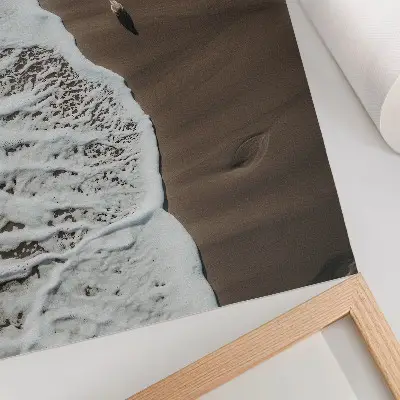 Stampa su tela raffigurante spiaggia rilassante con sabbia, gabbiani e onde