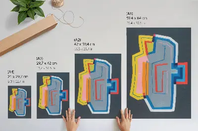 Poster con forme astratte, colori energici e stile moderno