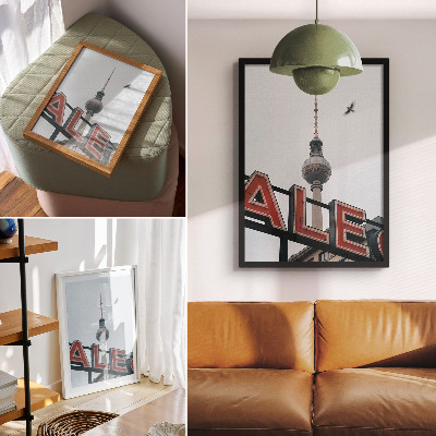 Stampa su tela Torre TV rosso neon grigio