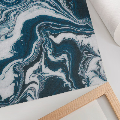 Poster Macchie astratte blu e bianche con linee dinamiche