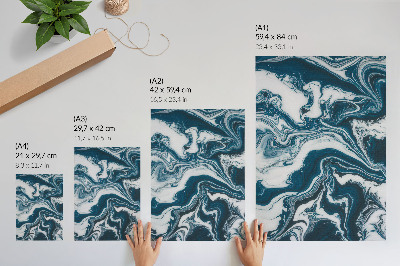 Poster Macchie astratte blu e bianche con linee dinamiche