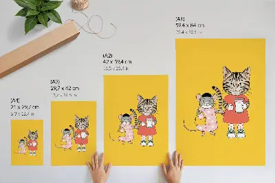 Foto su tela set di colori con gatti, topi e personaggi delle fiabe
