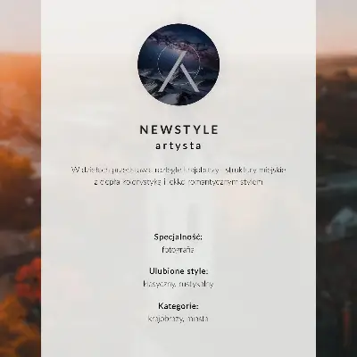 Poster città al tramonto con atmosfera autunnale armoniosa