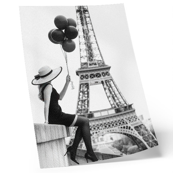 Foto su tela Donna con torre di palloncini elegante