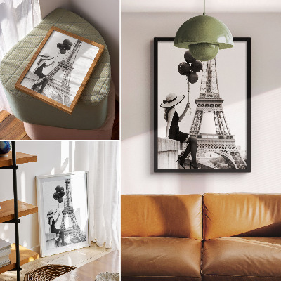 Foto su tela Donna con torre di palloncini elegante
