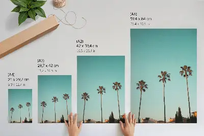Foto su tela le palme su sfondo blu con atmosfera esotica