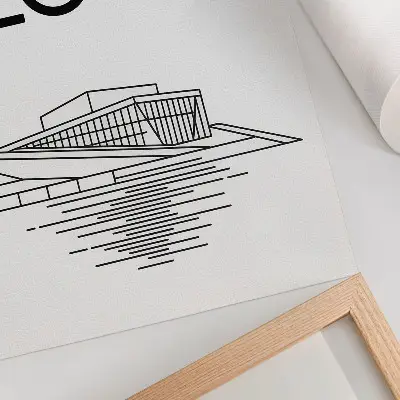 Foto su tela con testo sull'architettura moderna in contrasto bianco e nero