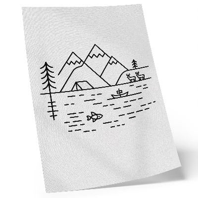 Poster Linea minimalista montagne lago animali