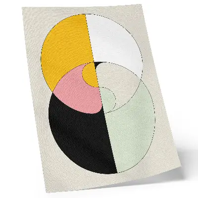Stampa su tela con cerchi geometrici dai colori contrastanti in stile minimalista