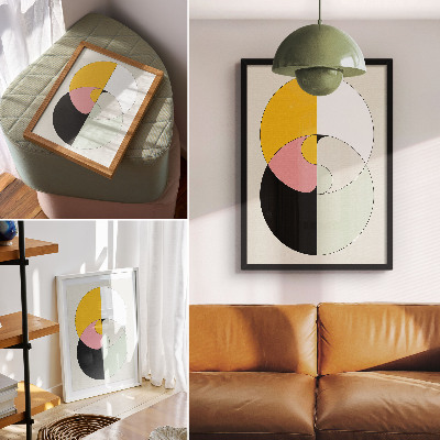 Stampa su tela Cerchi geometrici dai colori contrastanti, stile minimalista