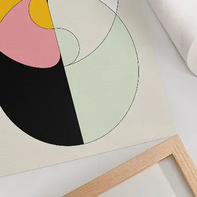 Stampa su tela con cerchi geometrici dai colori contrastanti in stile minimalista
