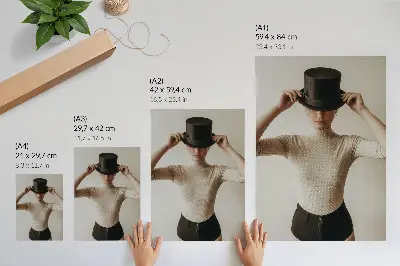 Foto su tela con illustrazione minimalista di un cappello a cilindro in stile retrò