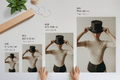 Foto su tela eleganza retrò cappello a cilindro sottigliezza minimalismo