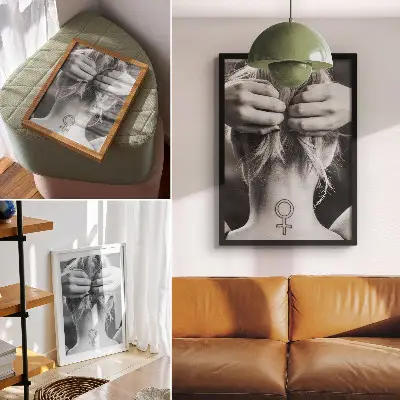 Stampa su tela eleganza in bianco e nero con design minimalista e simbolo di femminilità