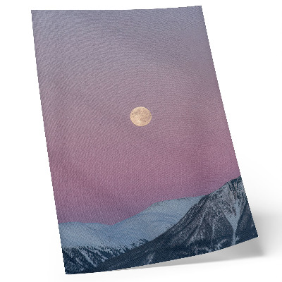 Poster Montagne, crepuscolo, luna, cielo dai colori pastello
